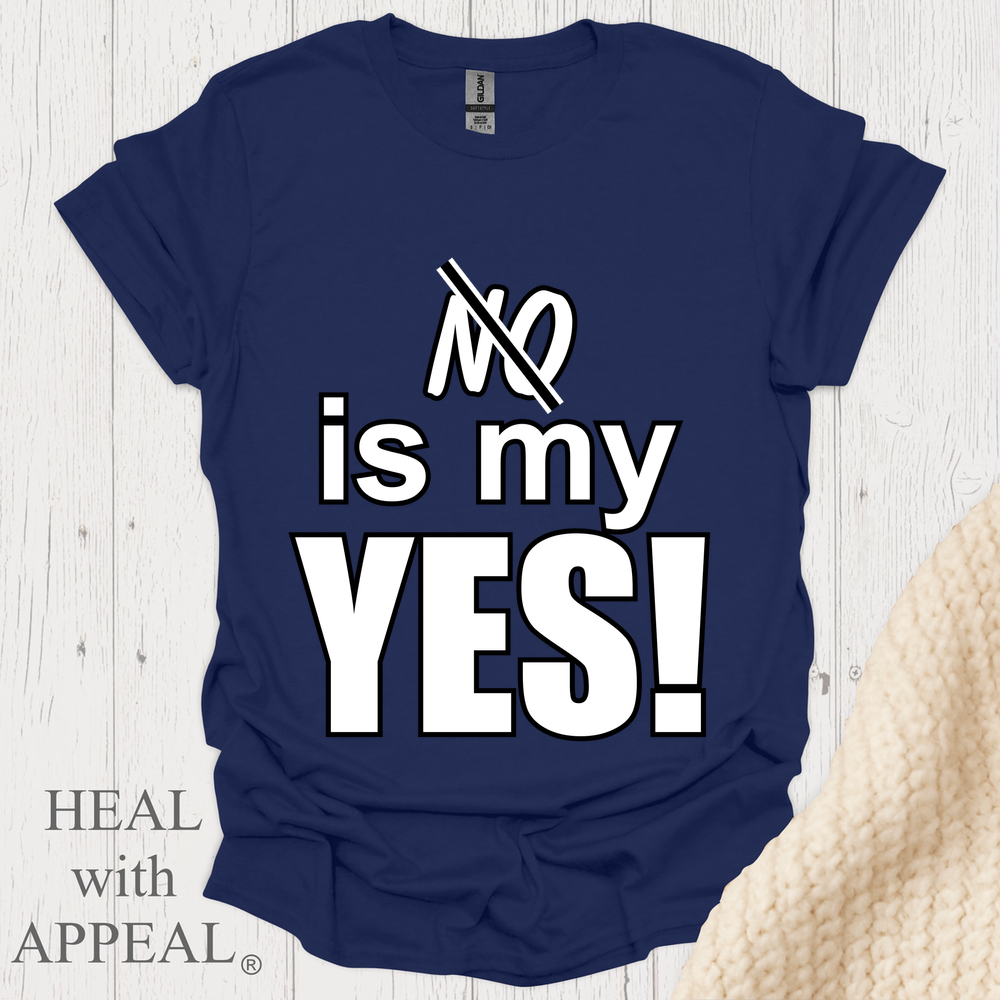 No Is My Yes V1 Wht Lettering Print - Navy