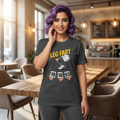 Prosthetic Leg Fart Scoreboard T-Shirt | Funny Amputee Sports Judging Graphic Tee